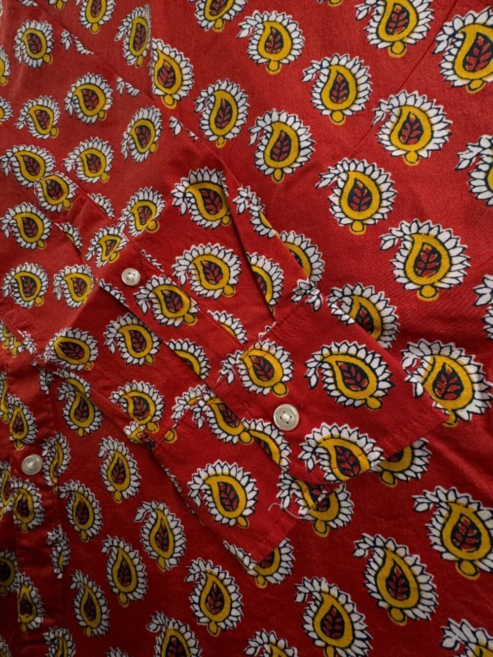 NWT J. Crew Men Red Yellow Paisley Long Sleeve Button Up Shirt Medium Classic